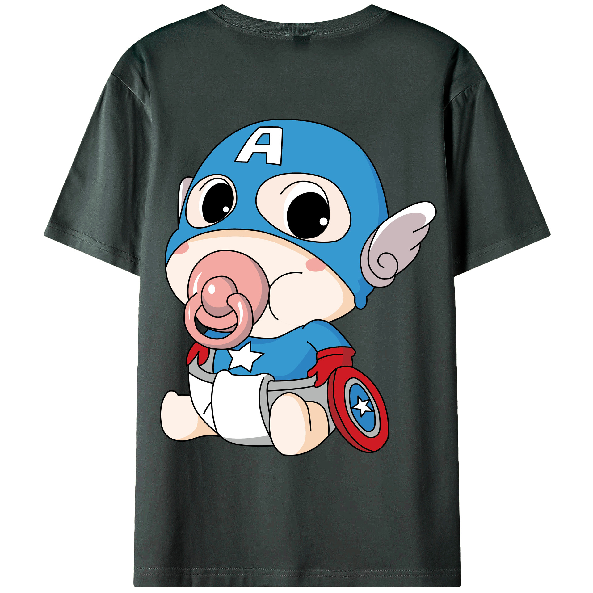 （画像用） アベンジャーズ The Avengers 綿100％ メンズ半袖Tシャツ（バックプリント） 通気性